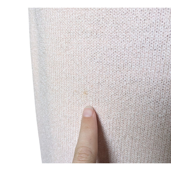 Vintage Don Sayres for Wellmore Pink Beaded Shoulder V Neck Knit Dress 80s - Picture 9 of 9